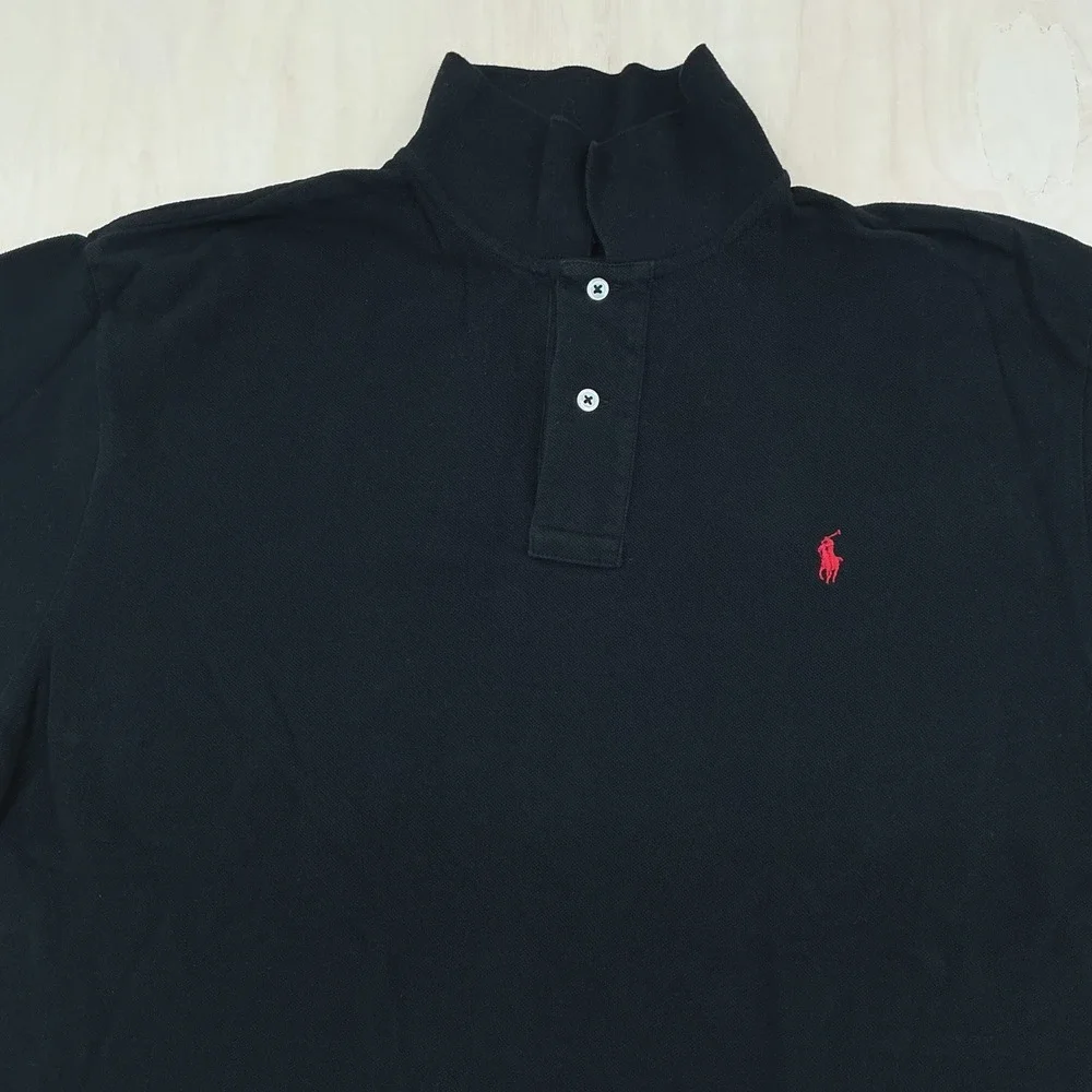 Polo Ralph Lauren Shirt Mens L Black Red Pony Logo Short Sleeve Classic Preppy